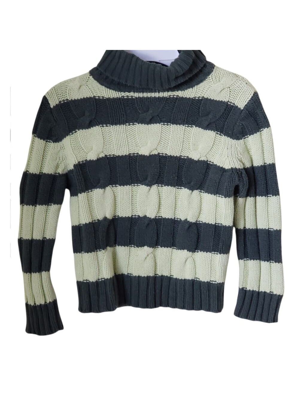 2 For $5 Sale Girl's Green Striped  Turtle Neck Knit Sweater Size Small (5/6)